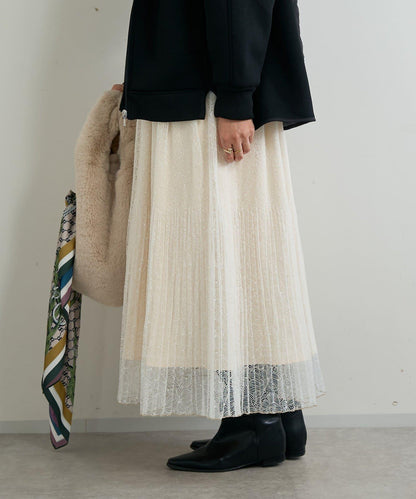 優雅氣質蕾絲百褶長裙