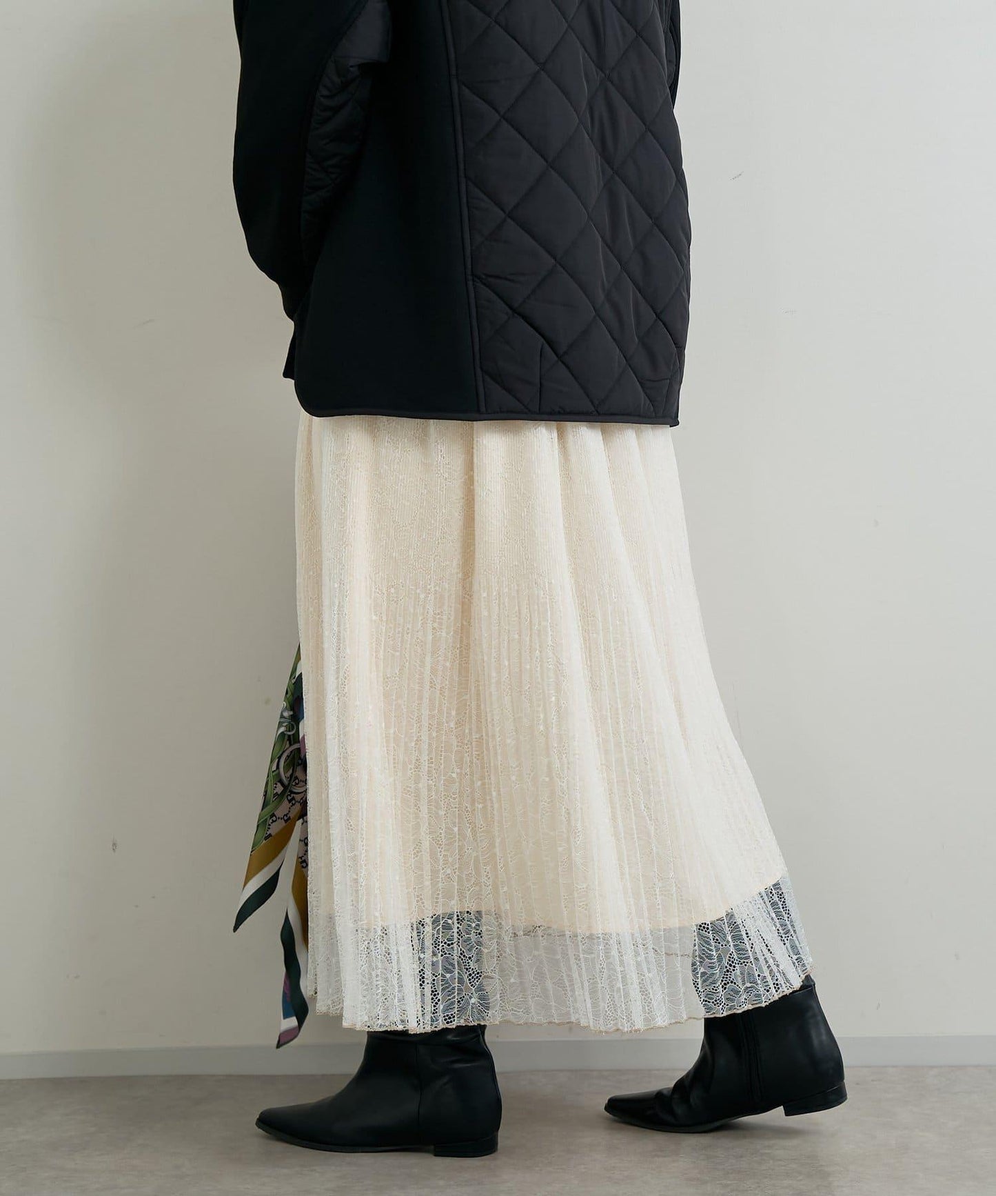 優雅氣質蕾絲百褶長裙