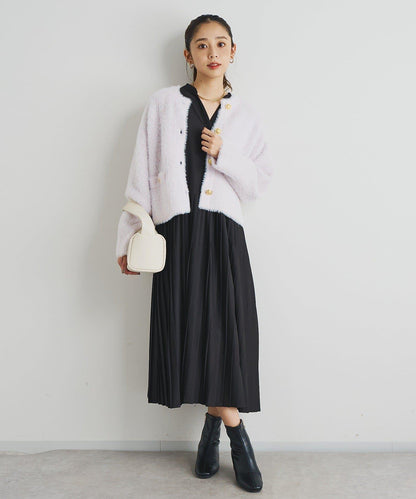 《シック&エレガントに》高腰拼接百褶連衣裙