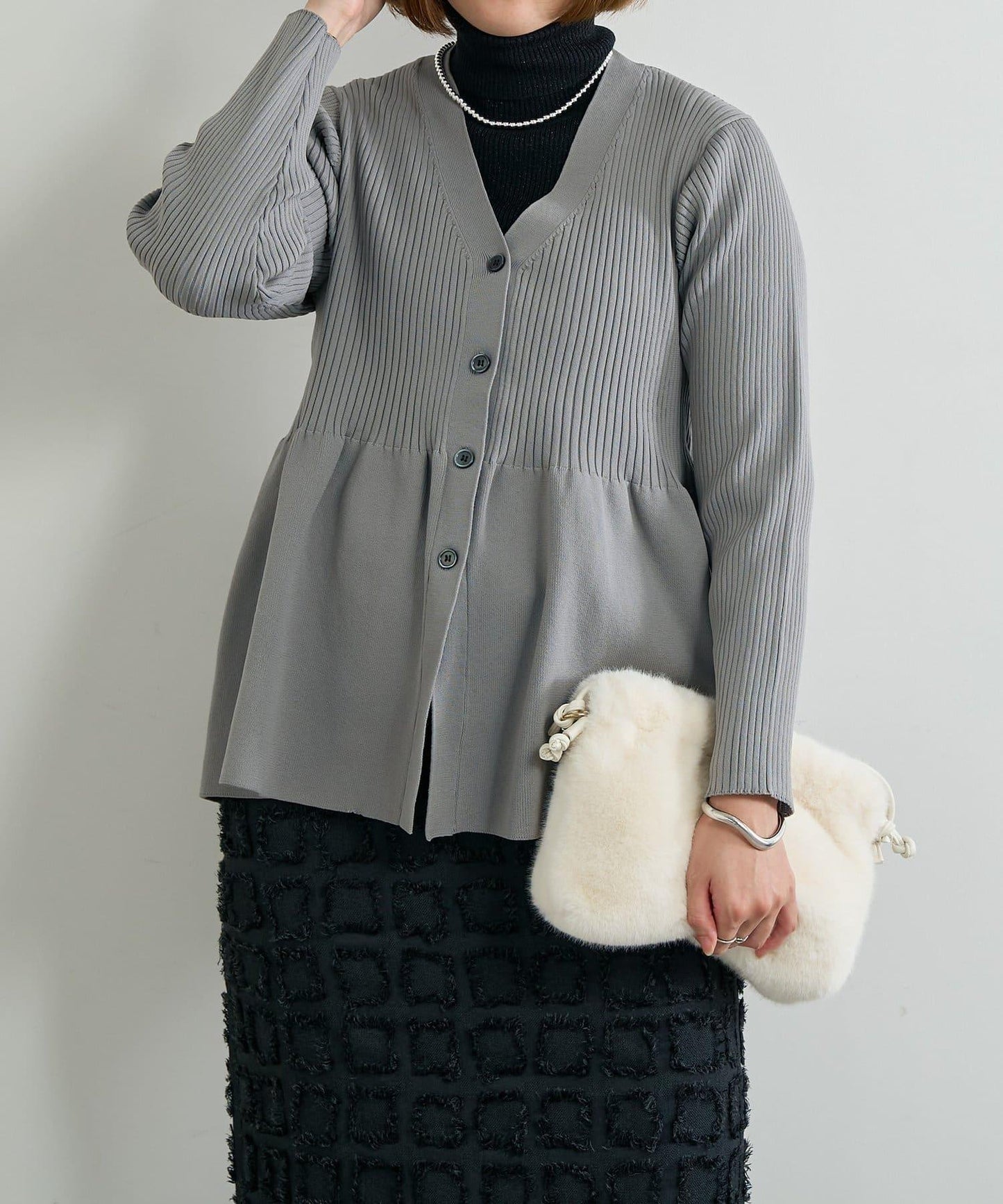 大人可愛荷葉邊針織開衫