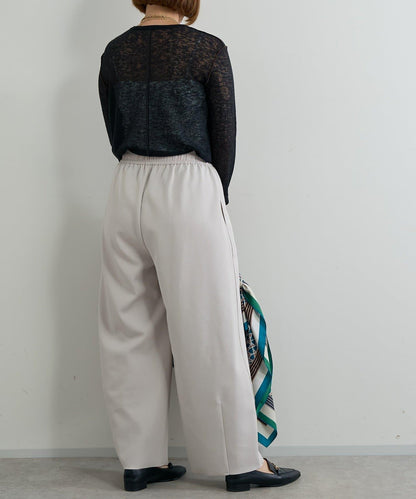 《オンオフ選ばず活躍》桑蠶絲雪紡弧形裁剪長褲