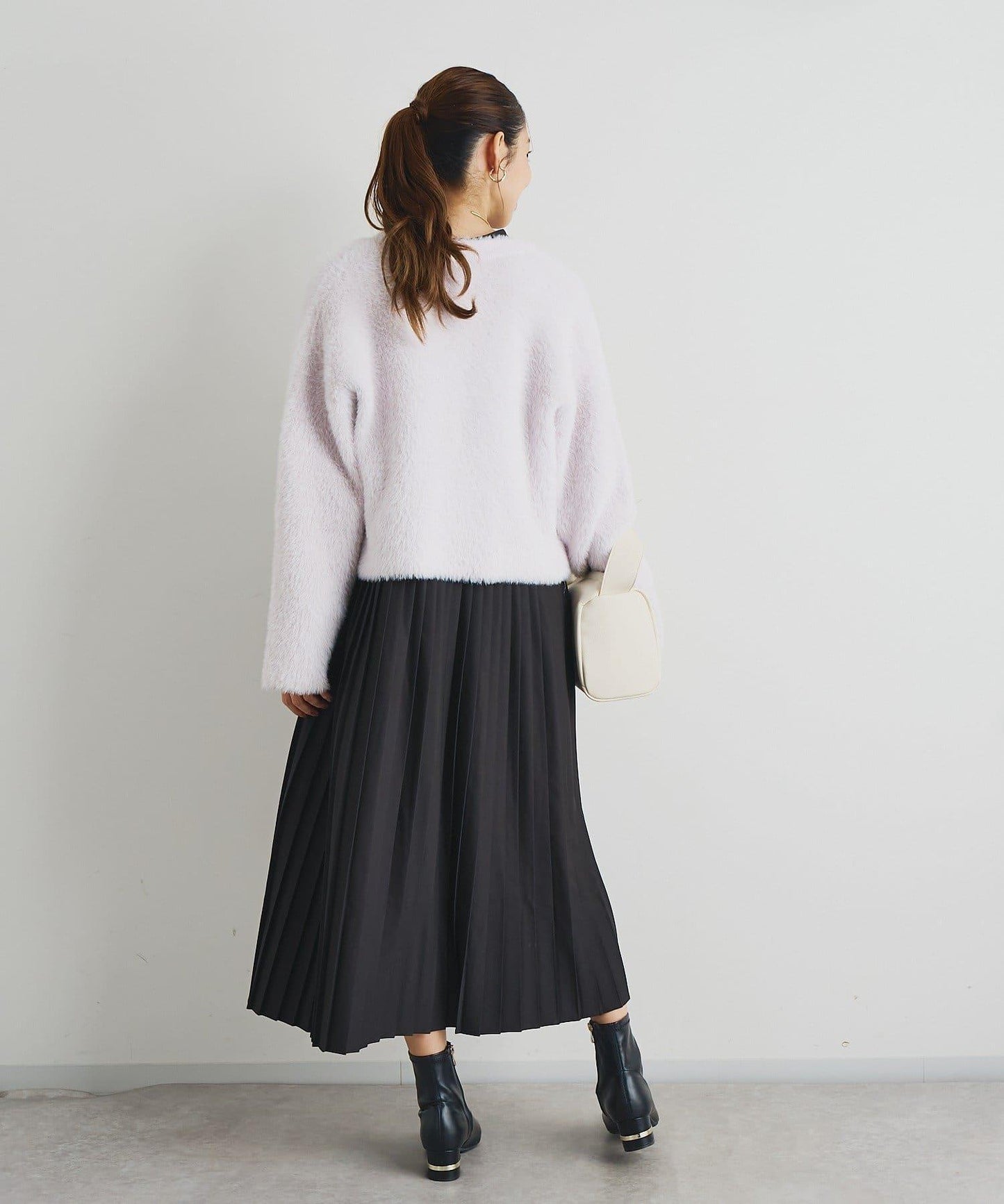 《シック&エレガントに》高腰拼接百褶連衣裙