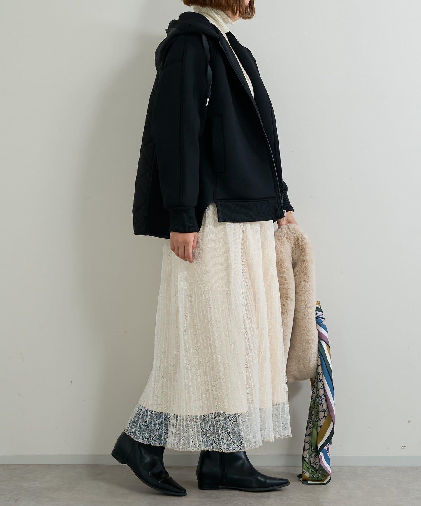 優雅氣質蕾絲百褶長裙