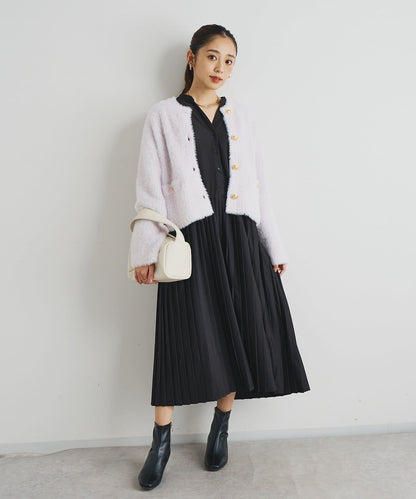 《シック&エレガントに》高腰拼接百褶連衣裙
