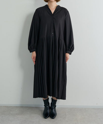 《シック&エレガントに》高腰拼接百褶連衣裙