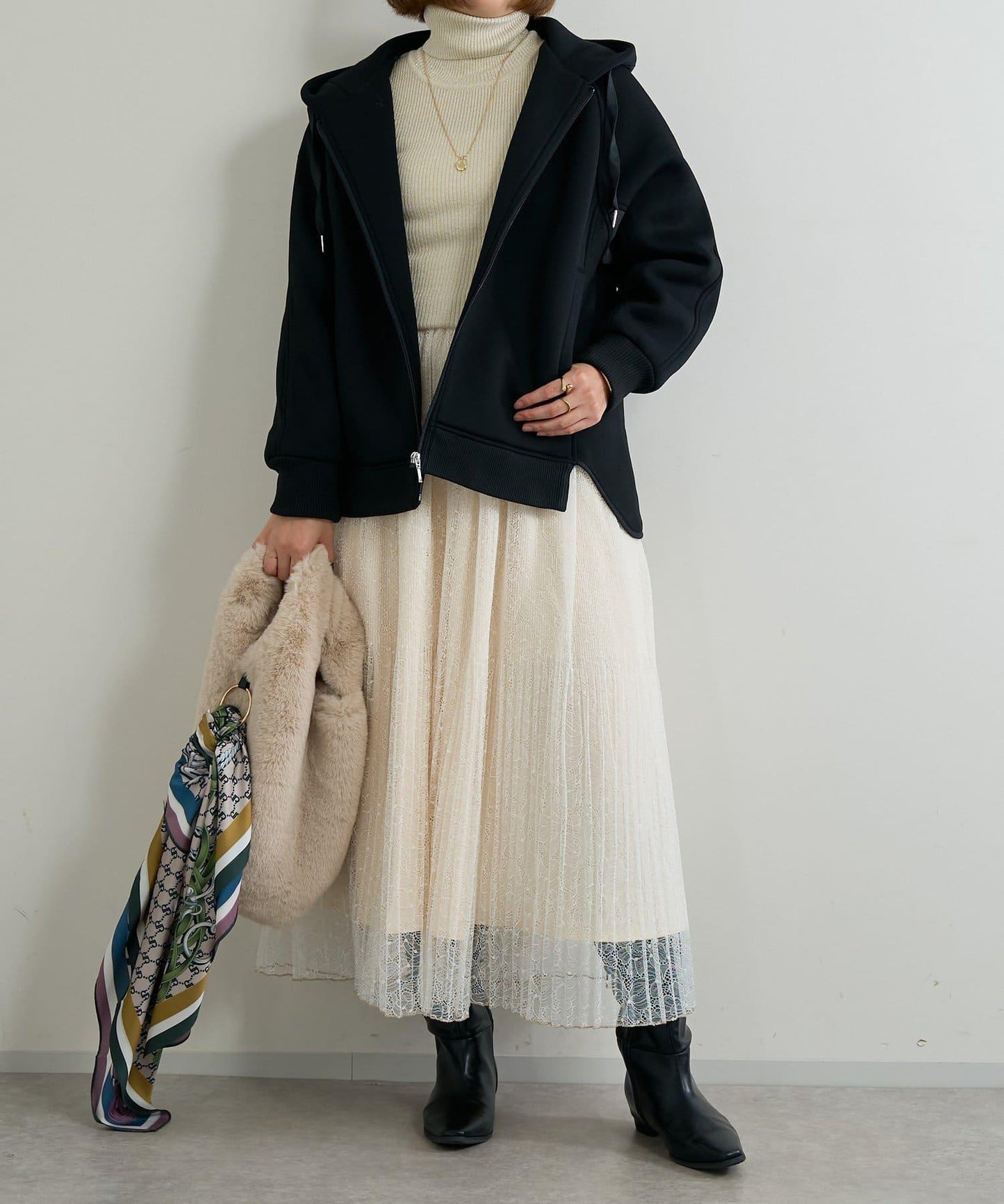 優雅氣質蕾絲百褶長裙