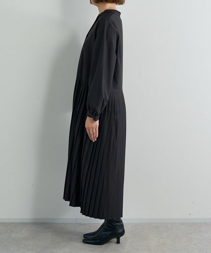 《シック&エレガントに》高腰拼接百褶連衣裙