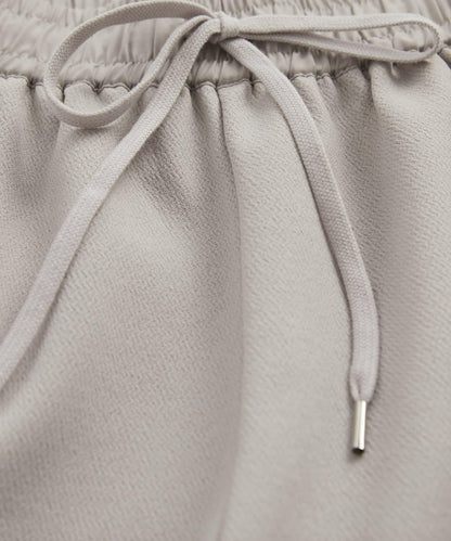 《オンオフ選ばず活躍》桑蠶絲雪紡弧形裁剪長褲