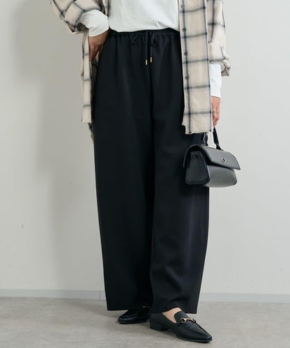 《オンオフ選ばず活躍》桑蠶絲雪紡弧形裁剪長褲