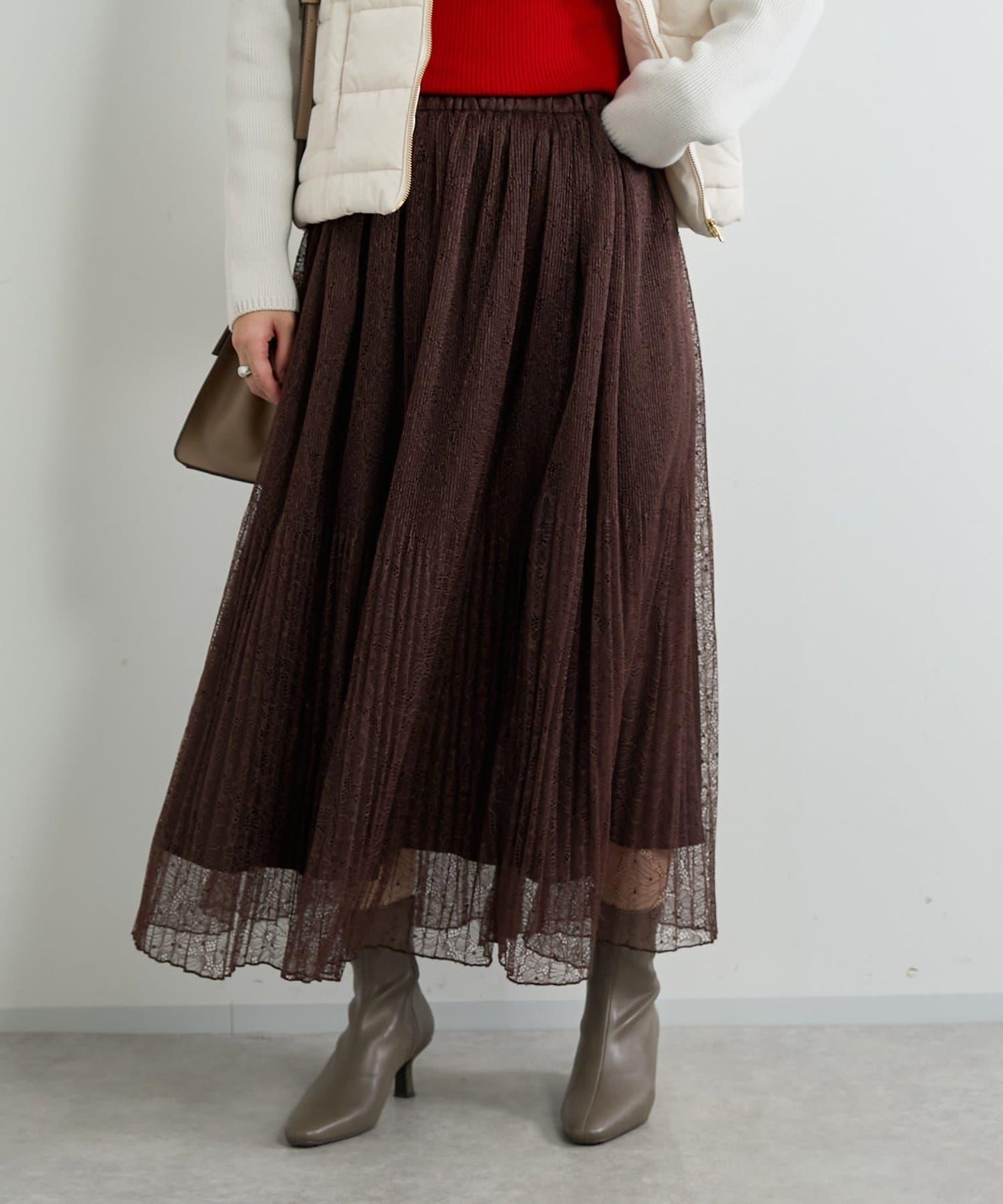 優雅氣質蕾絲百褶長裙