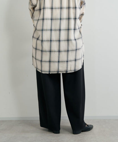 《オンオフ選ばず活躍》桑蠶絲雪紡弧形裁剪長褲