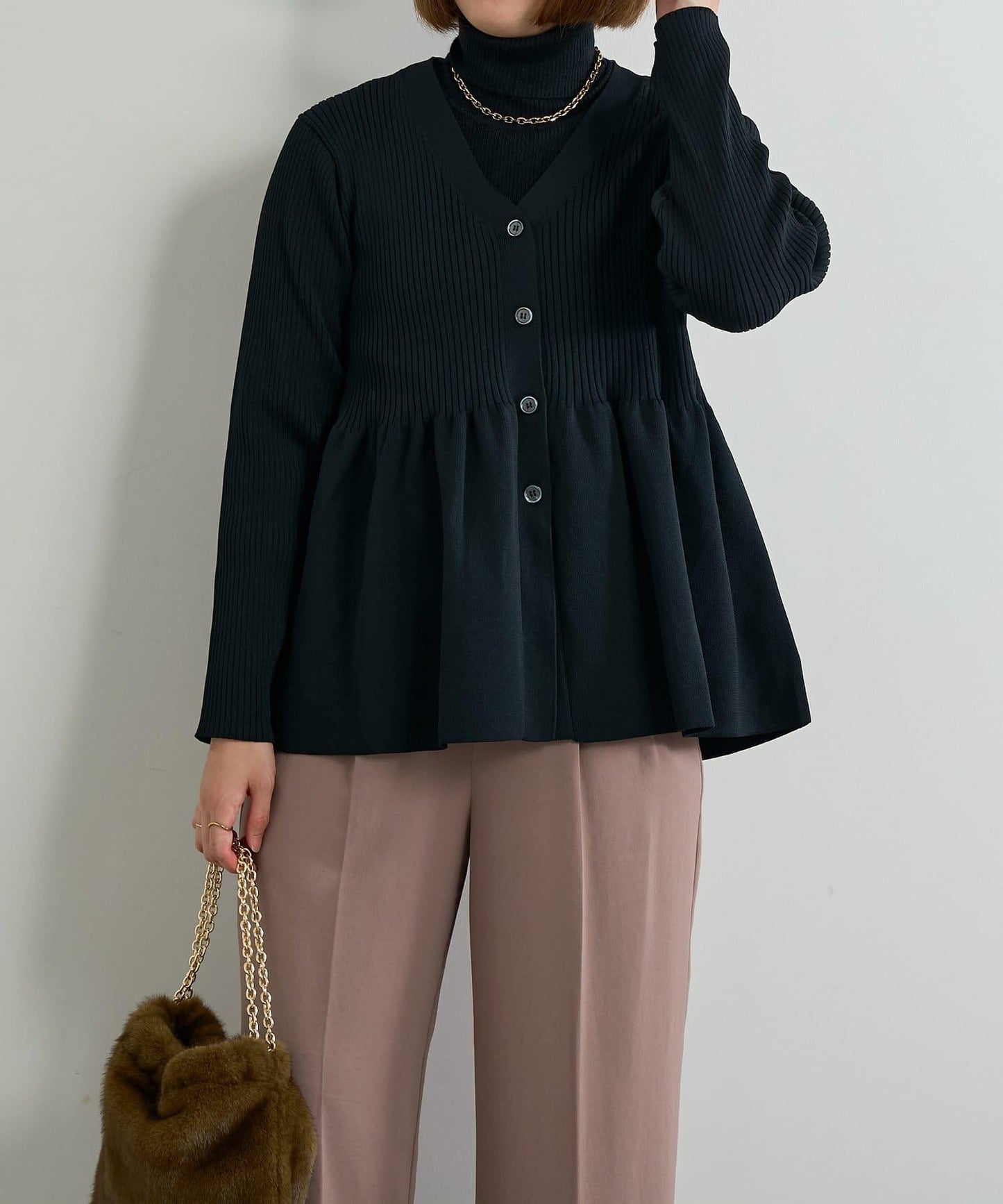 大人可愛荷葉邊針織開衫