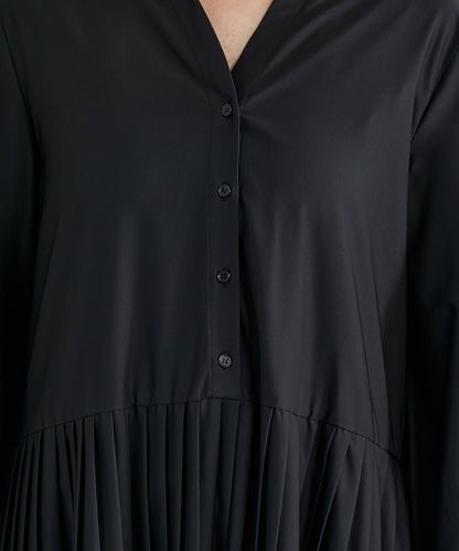 《シック&エレガントに》高腰拼接百褶連衣裙