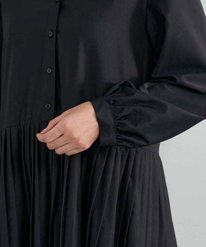 《シック&エレガントに》高腰拼接百褶連衣裙