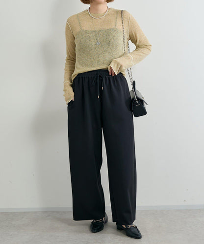 《オンオフ選ばず活躍》桑蠶絲雪紡弧形裁剪長褲