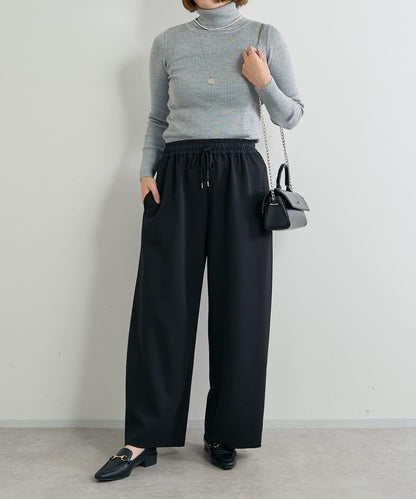 《オンオフ選ばず活躍》桑蠶絲雪紡弧形裁剪長褲