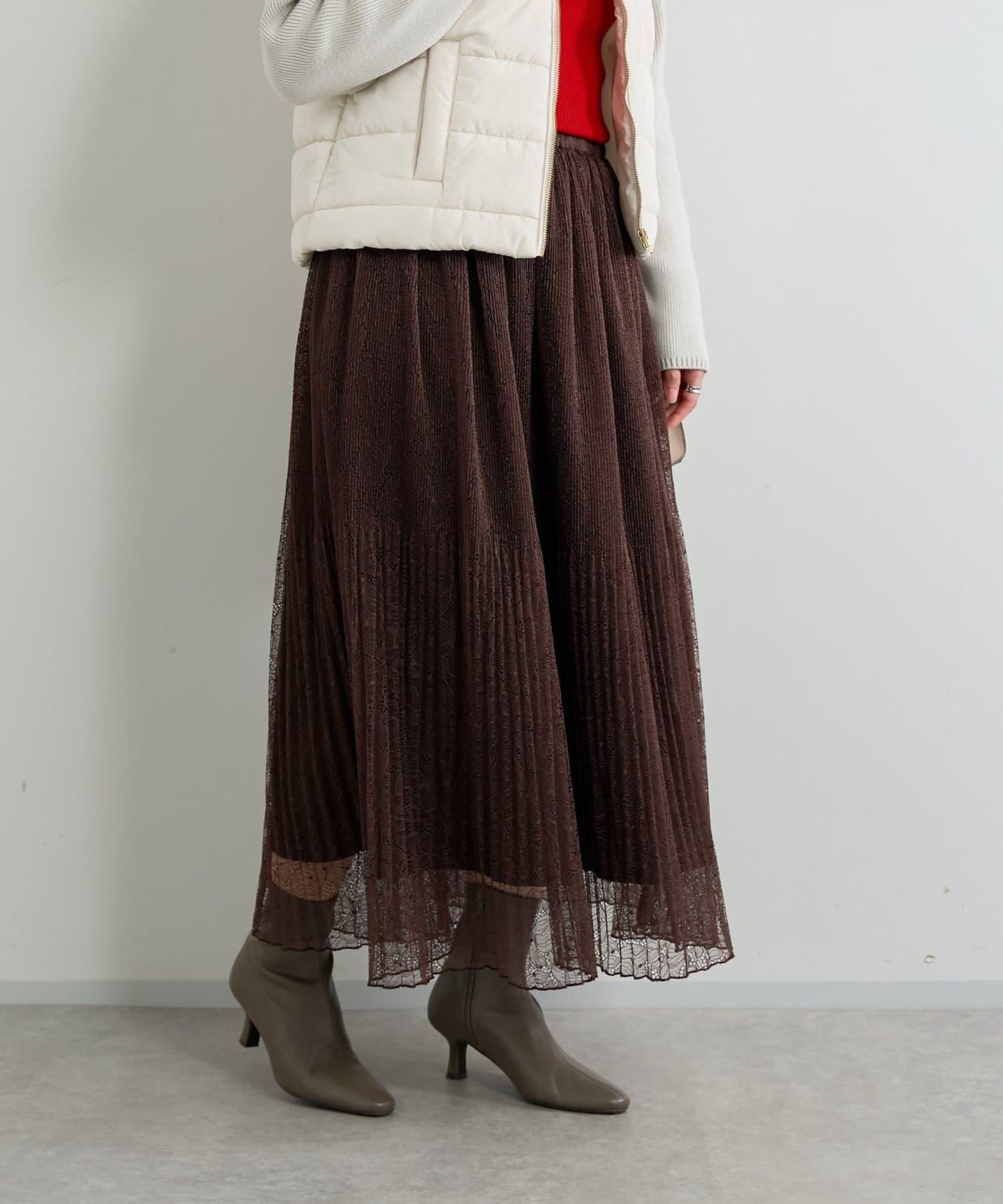 優雅氣質蕾絲百褶長裙