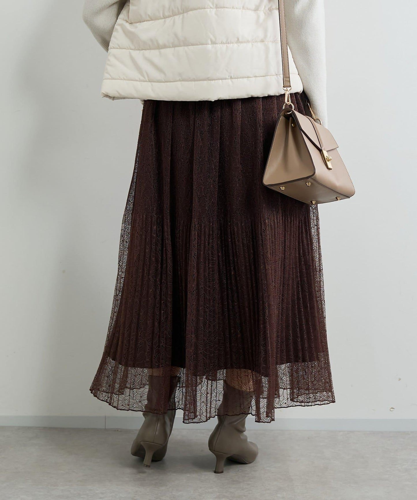 優雅氣質蕾絲百褶長裙