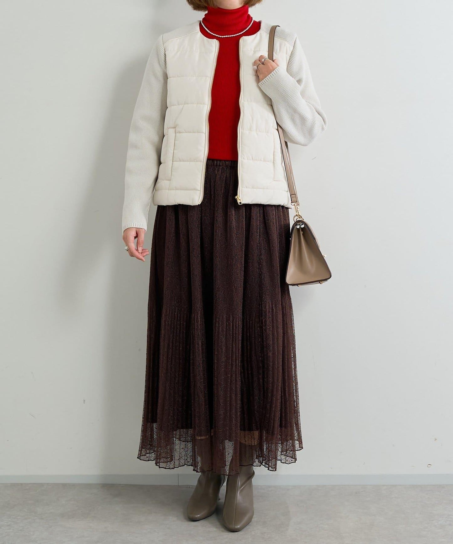 優雅氣質蕾絲百褶長裙