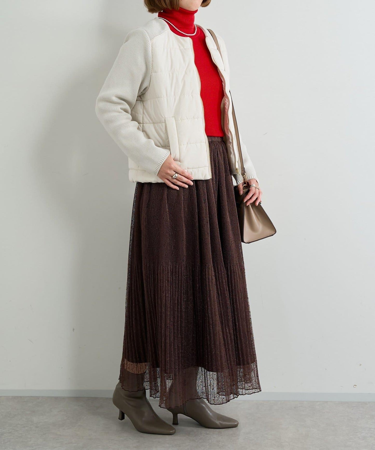 優雅氣質蕾絲百褶長裙