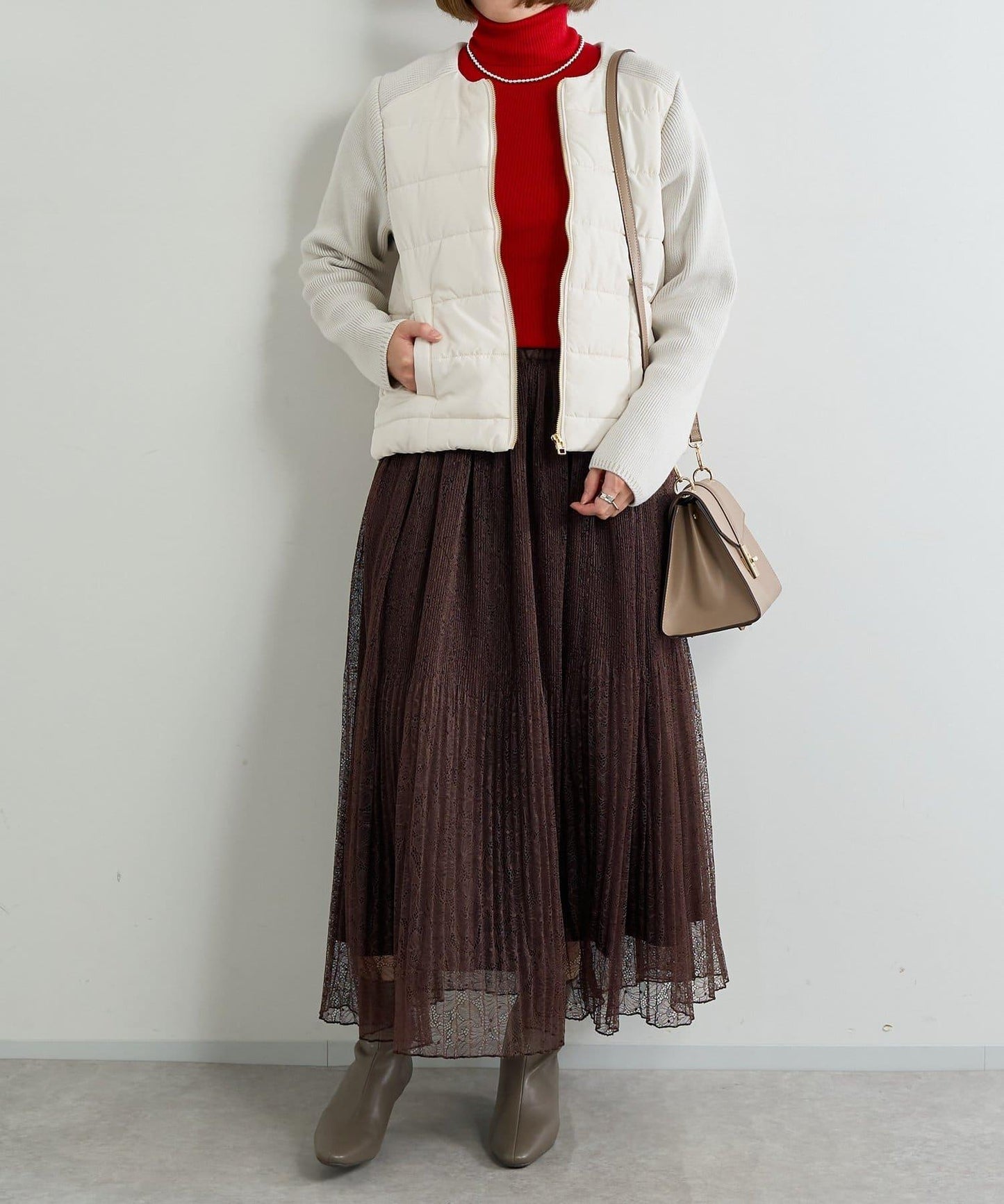 優雅氣質蕾絲百褶長裙