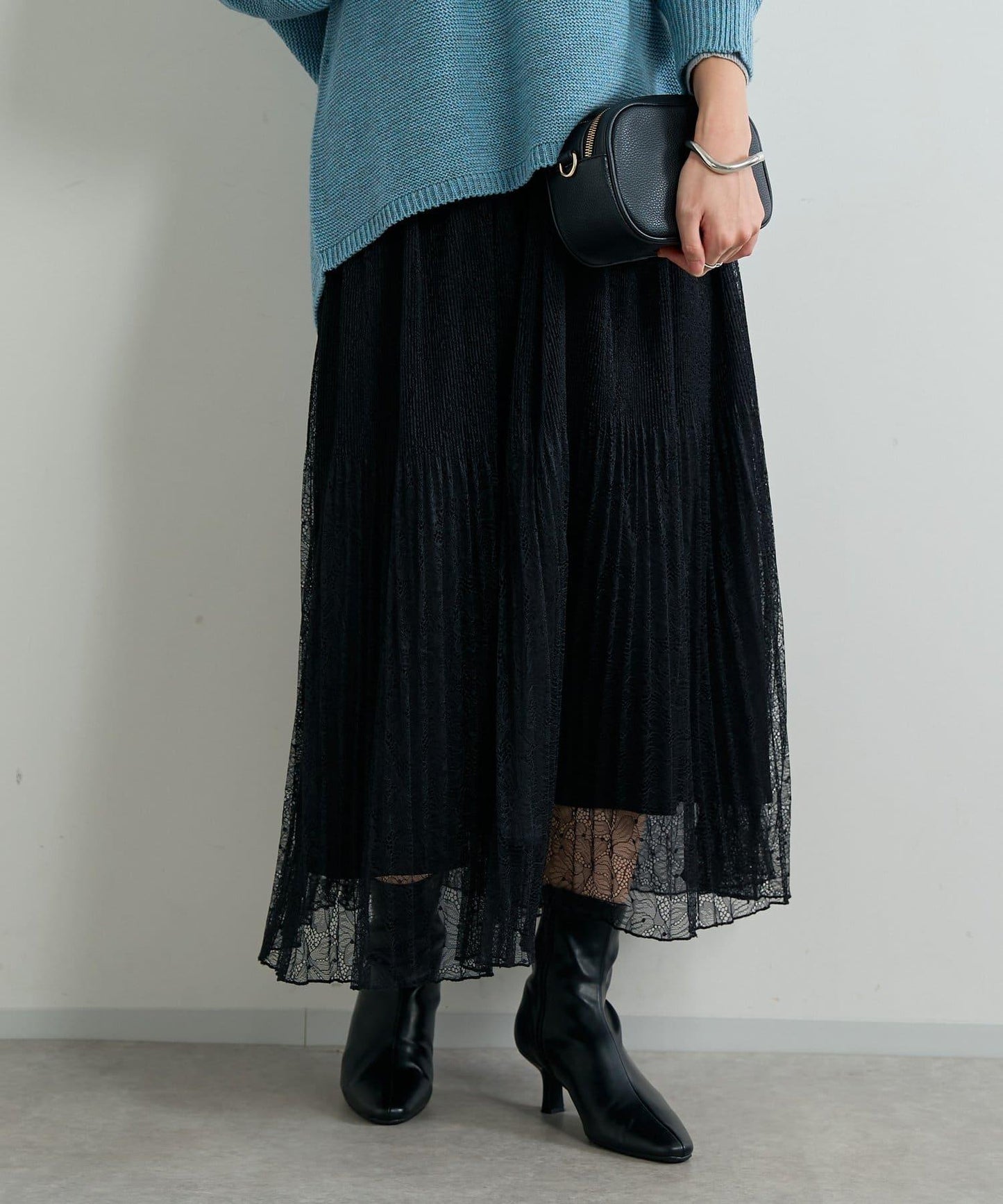 優雅氣質蕾絲百褶長裙