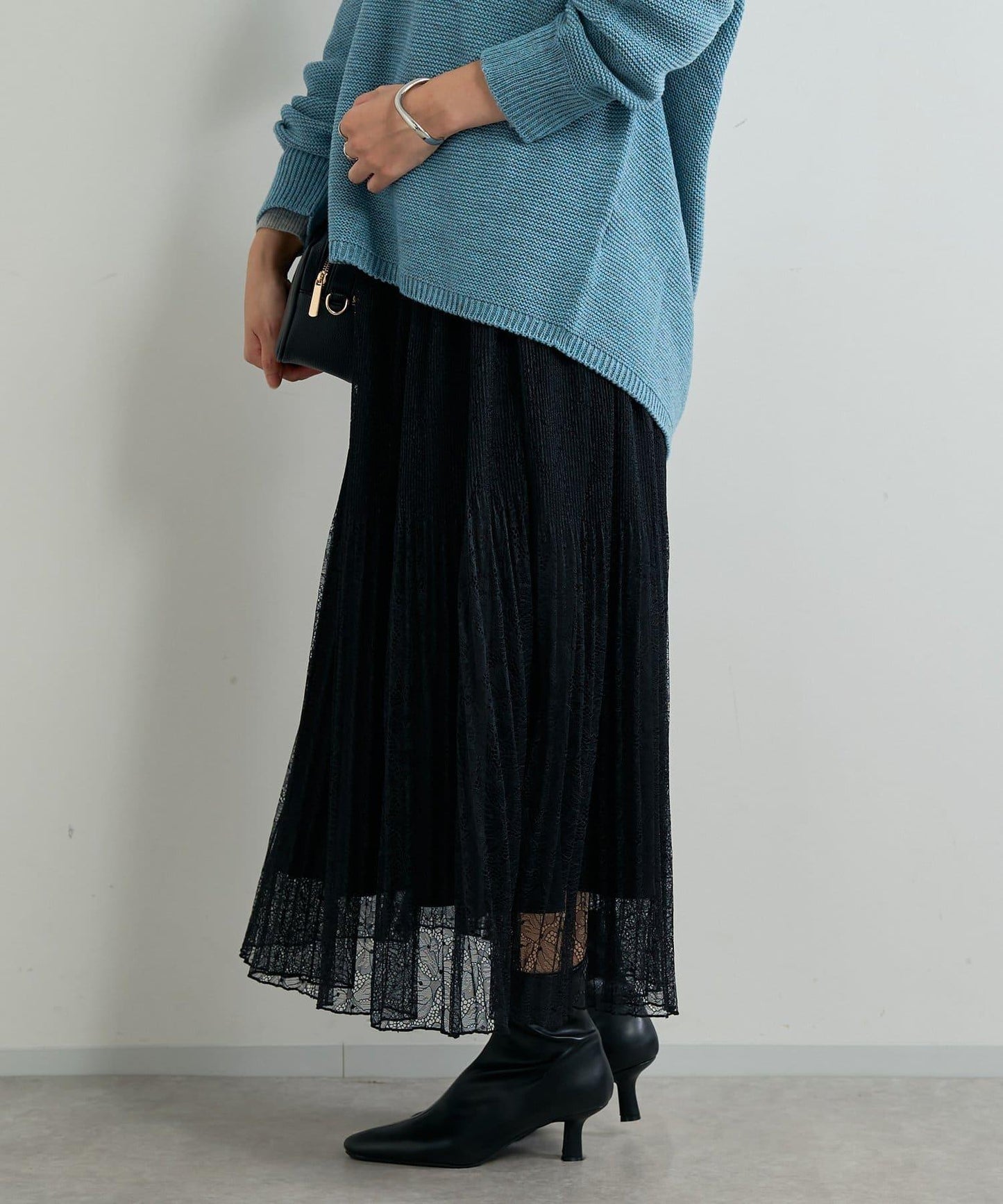 優雅氣質蕾絲百褶長裙