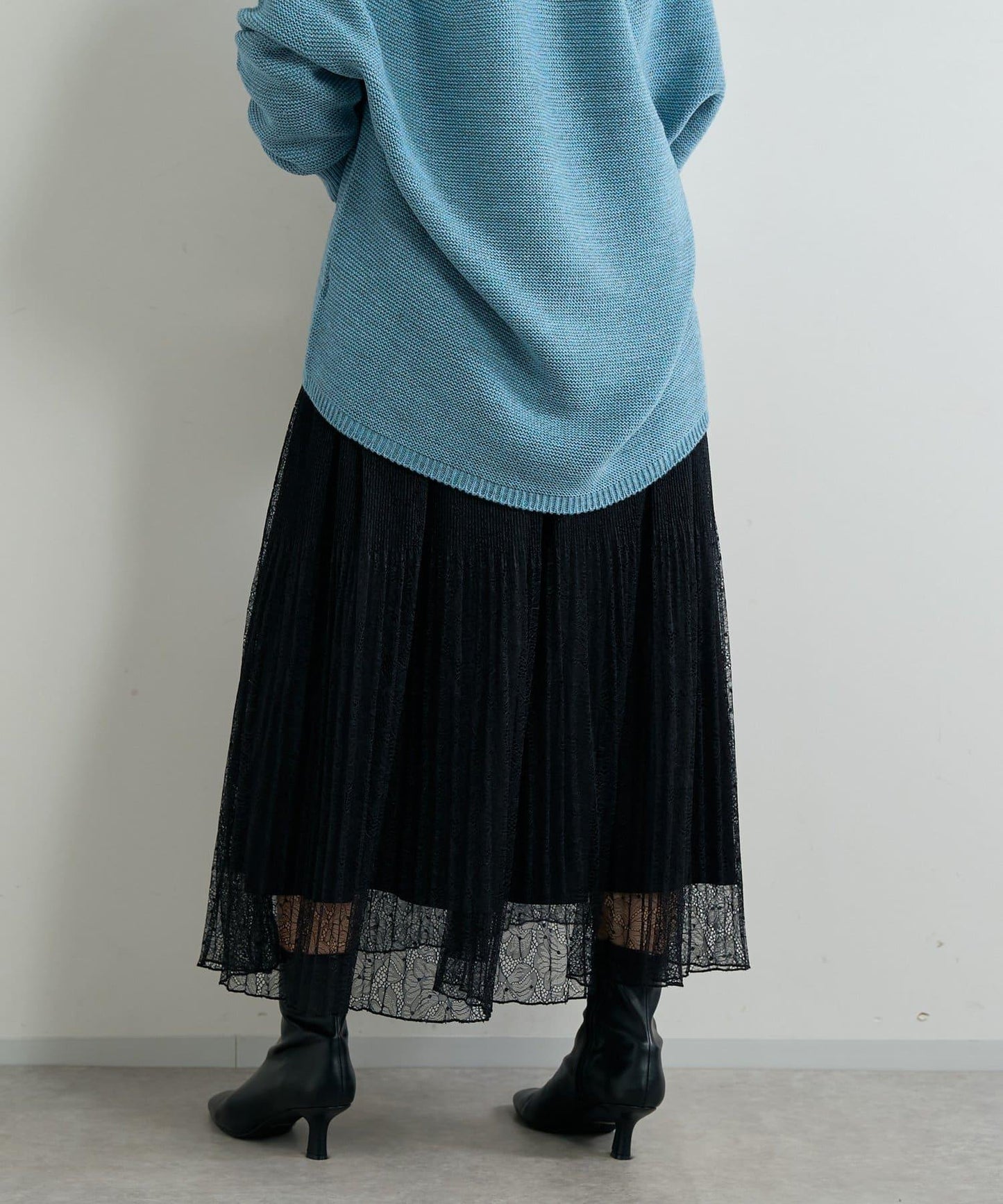 優雅氣質蕾絲百褶長裙