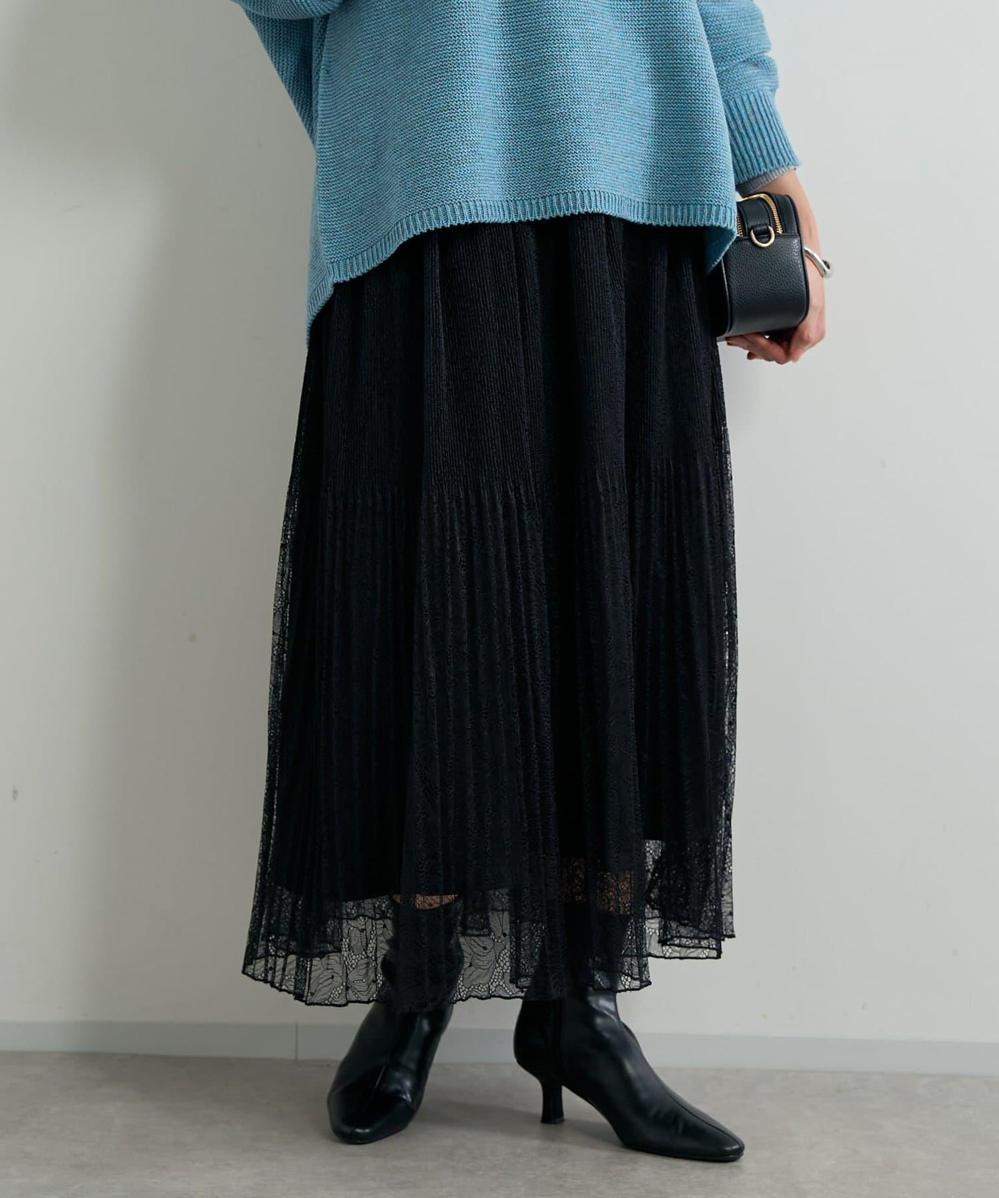 優雅氣質蕾絲百褶長裙