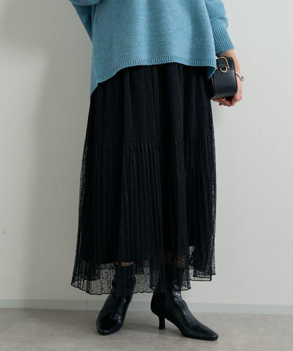 優雅氣質蕾絲百褶長裙