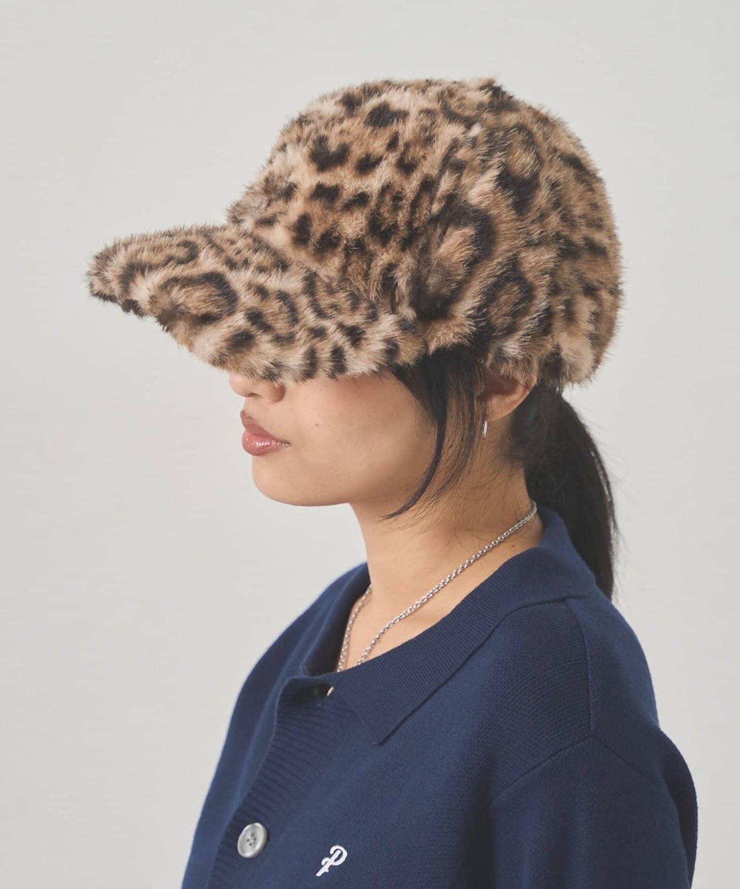 豹紋仿毛棒球帽