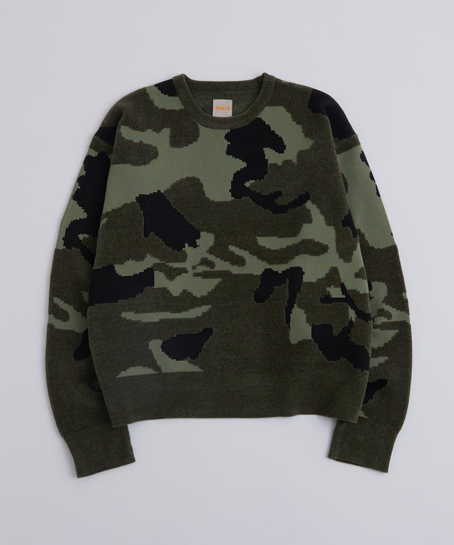 KOOKYN毛線紗線迷彩圓領針織衫