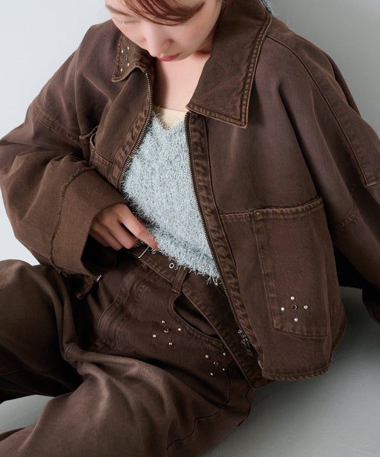 【Kastane】珠飾牛仔夾克