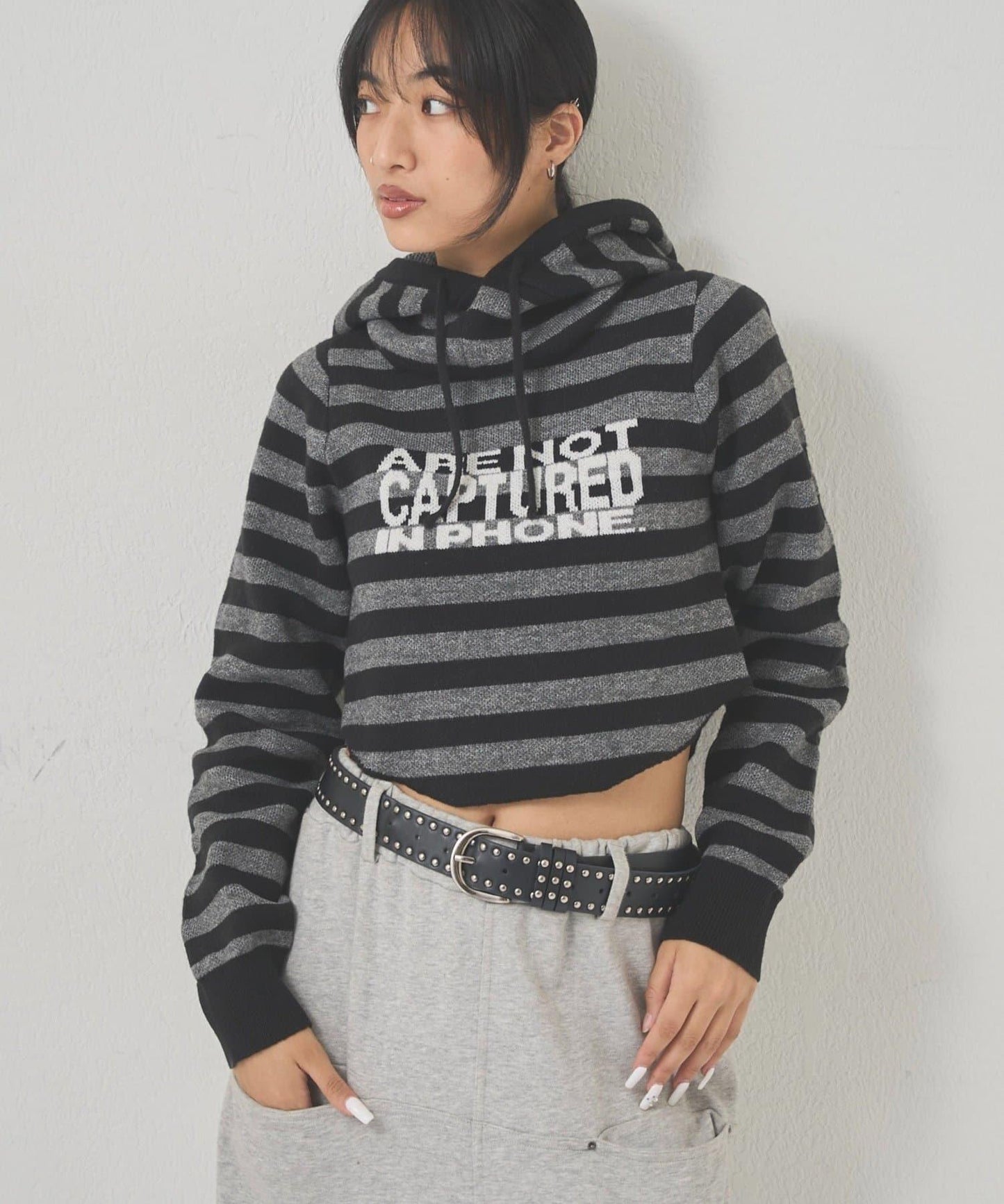 2WAY 標誌條紋連帽針織衫