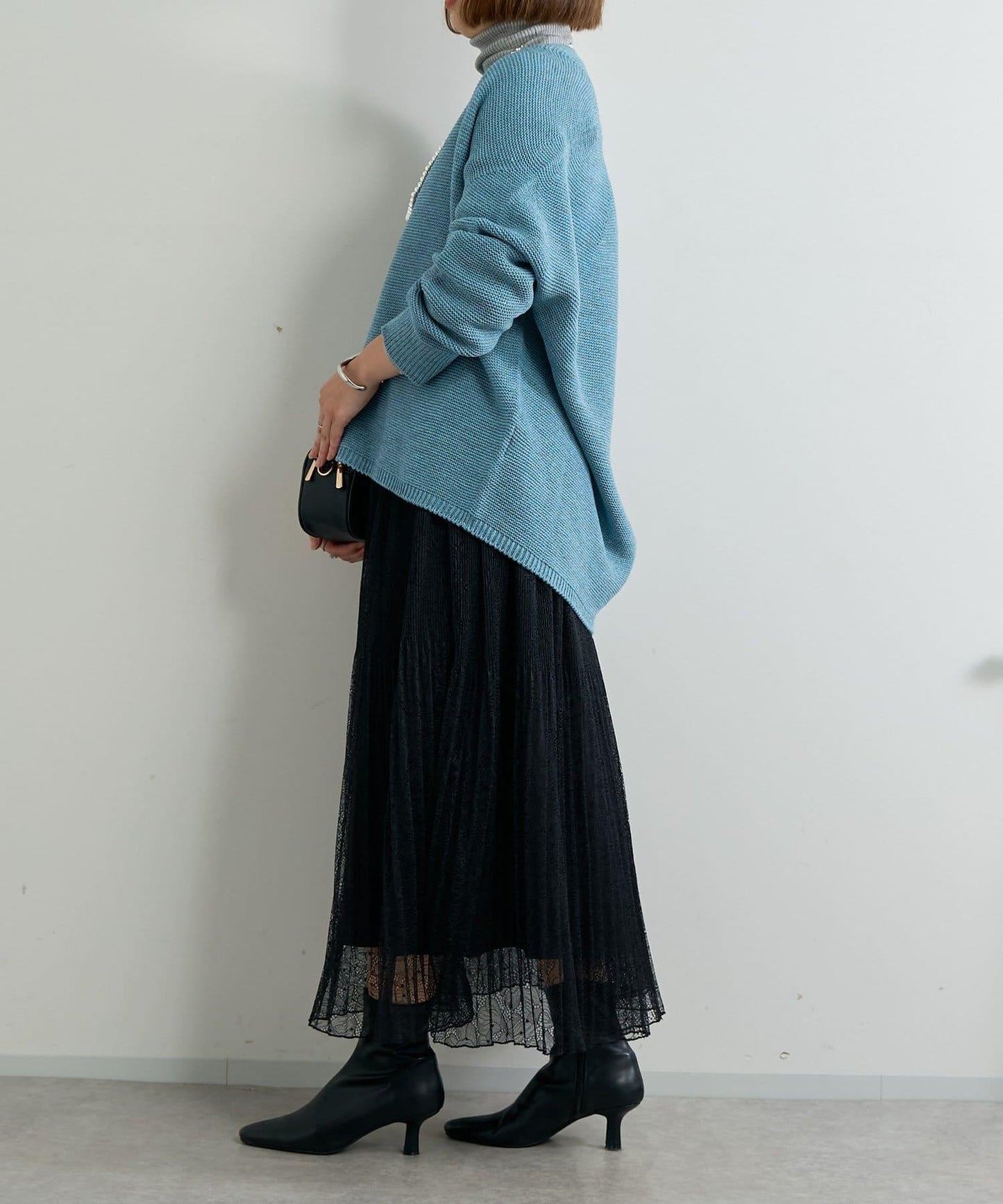 優雅氣質蕾絲百褶長裙