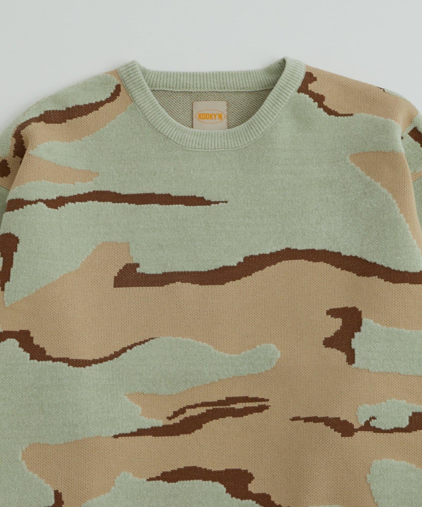 KOOKYN毛線紗線迷彩圓領針織衫