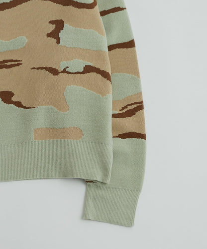 KOOKYN毛線紗線迷彩圓領針織衫