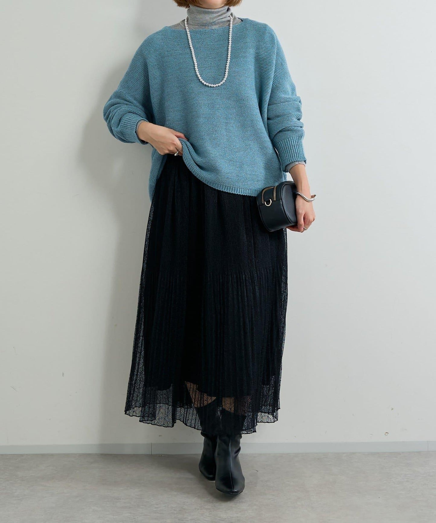 優雅氣質蕾絲百褶長裙