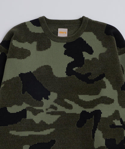 KOOKYN毛線紗線迷彩圓領針織衫