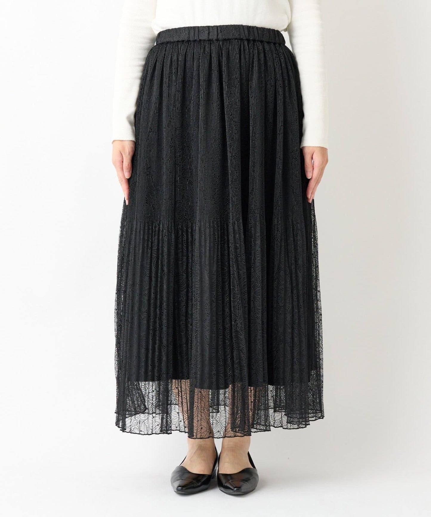 優雅氣質蕾絲百褶長裙