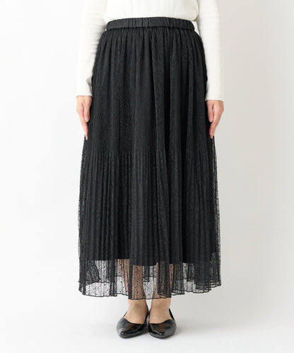 優雅氣質蕾絲百褶長裙