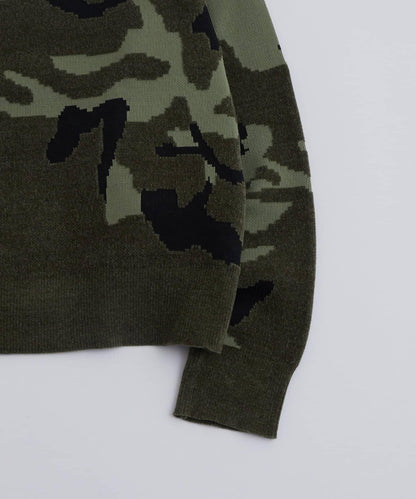 KOOKYN毛線紗線迷彩圓領針織衫