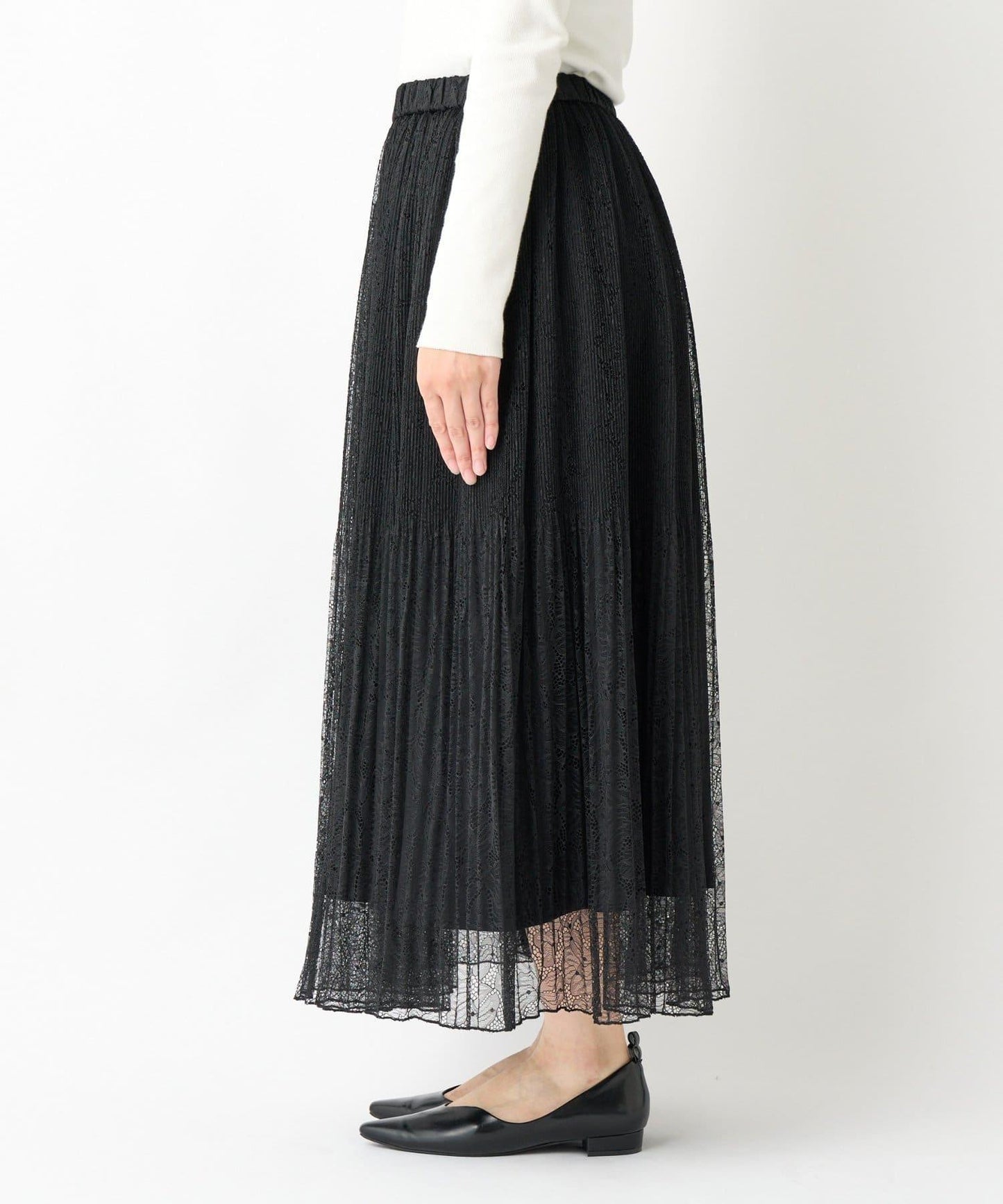 優雅氣質蕾絲百褶長裙