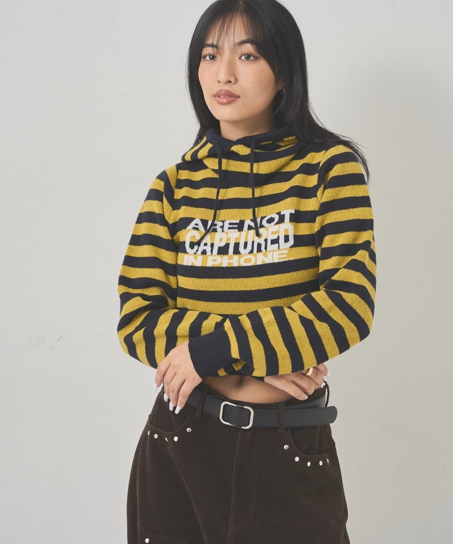 2WAY 標誌條紋連帽針織衫