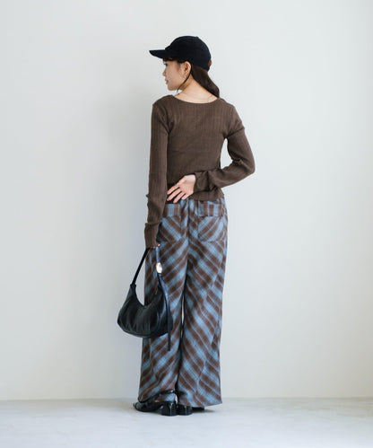 【Kastane】法蘭絨格子休閒褲