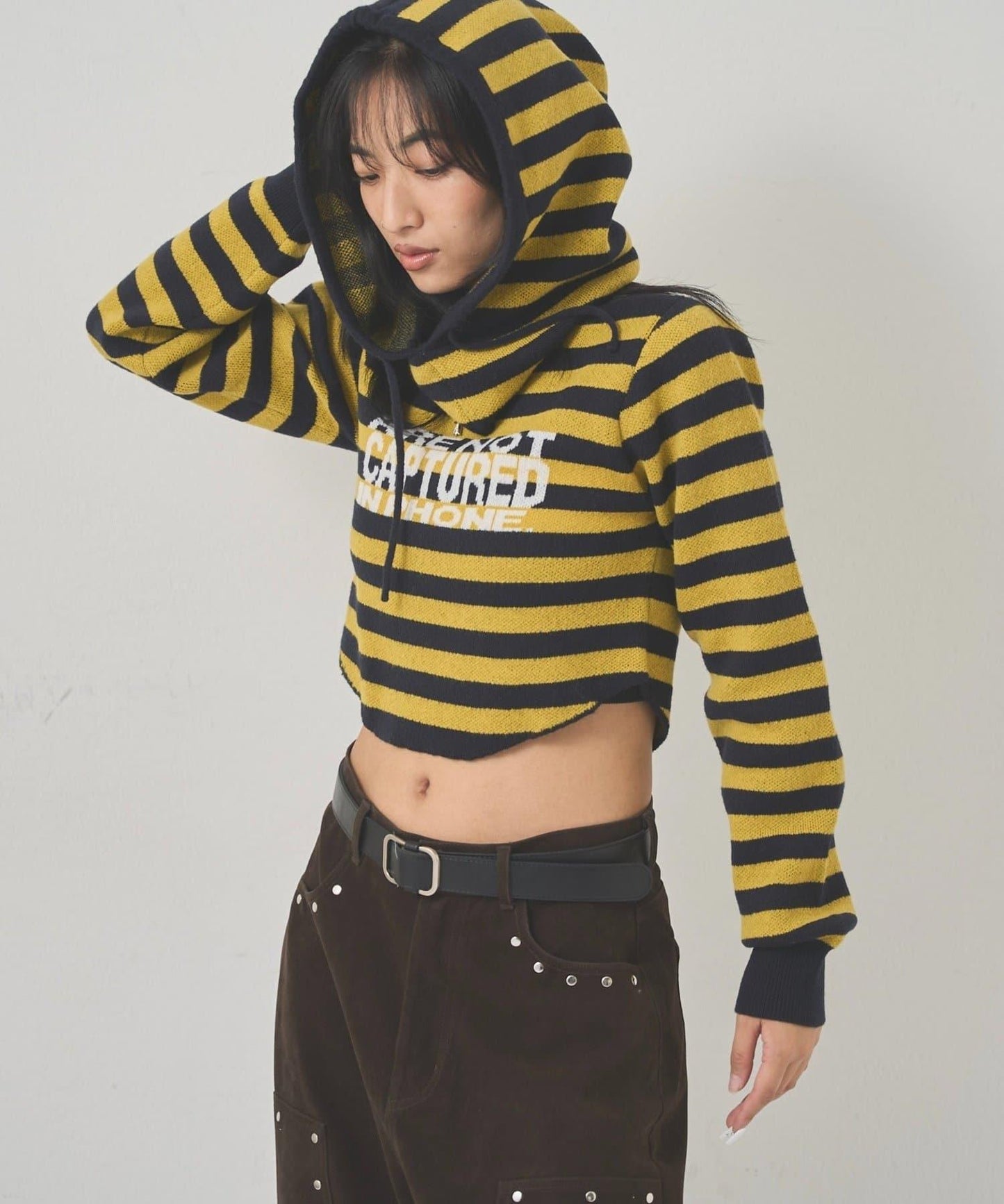 2WAY 標誌條紋連帽針織衫