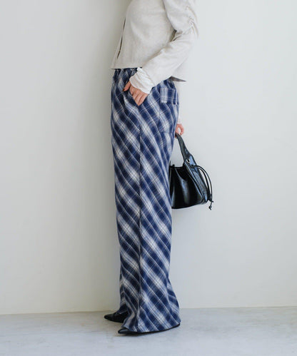 【Kastane】法蘭絨格子休閒褲