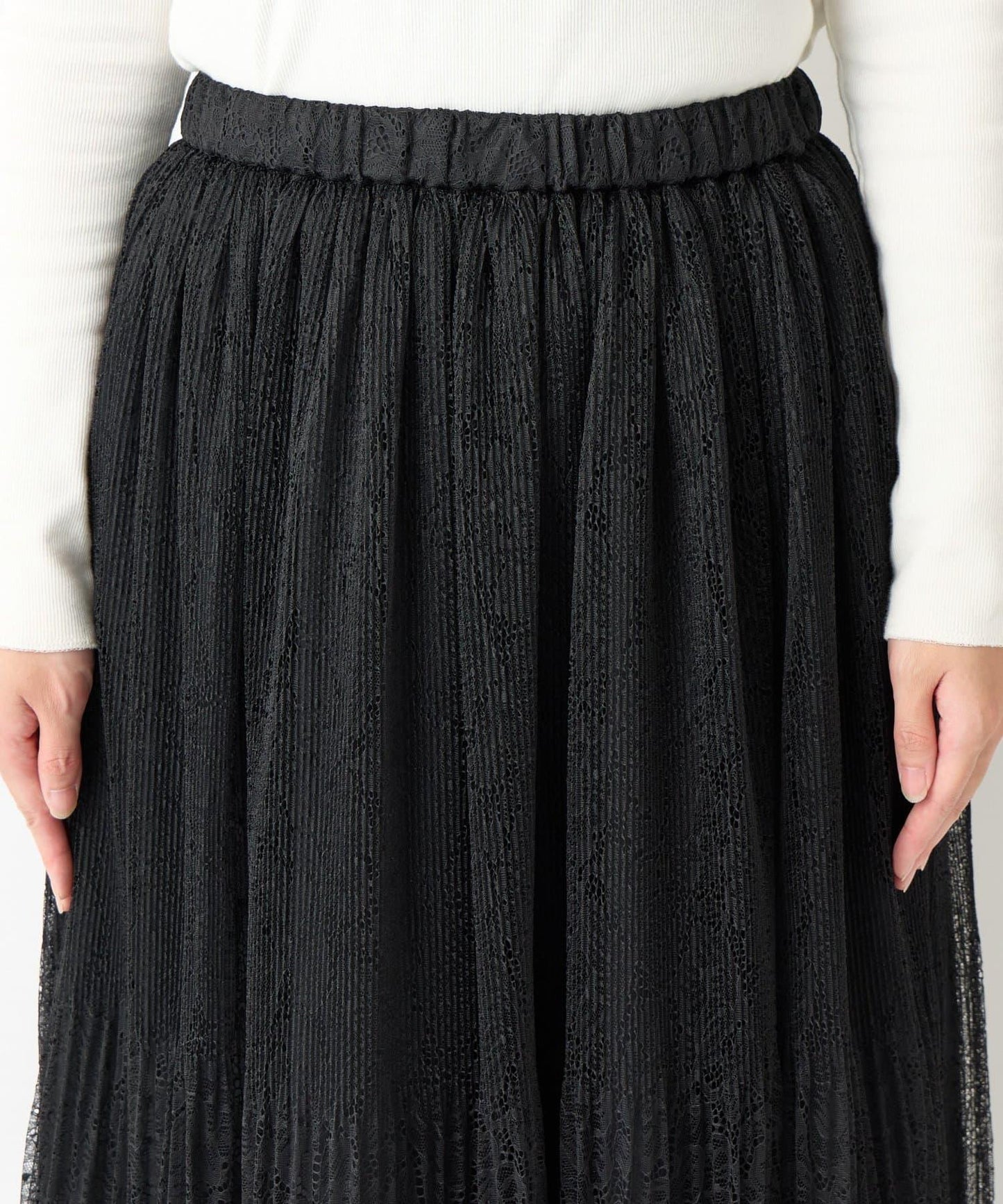 優雅氣質蕾絲百褶長裙