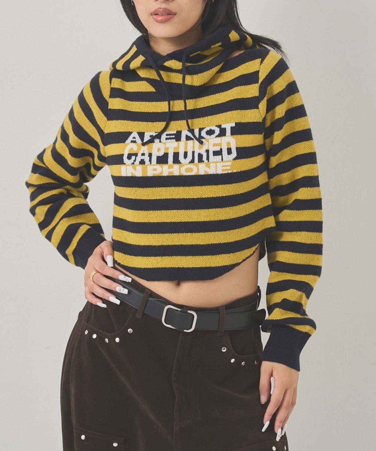 2WAY 標誌條紋連帽針織衫