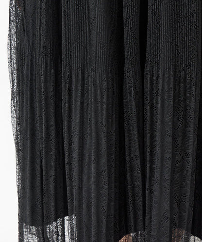 優雅氣質蕾絲百褶長裙